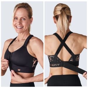 NWT SHEFIT Women's Small Flex Sports Bra Black And Rose Gold Active Wear Workout